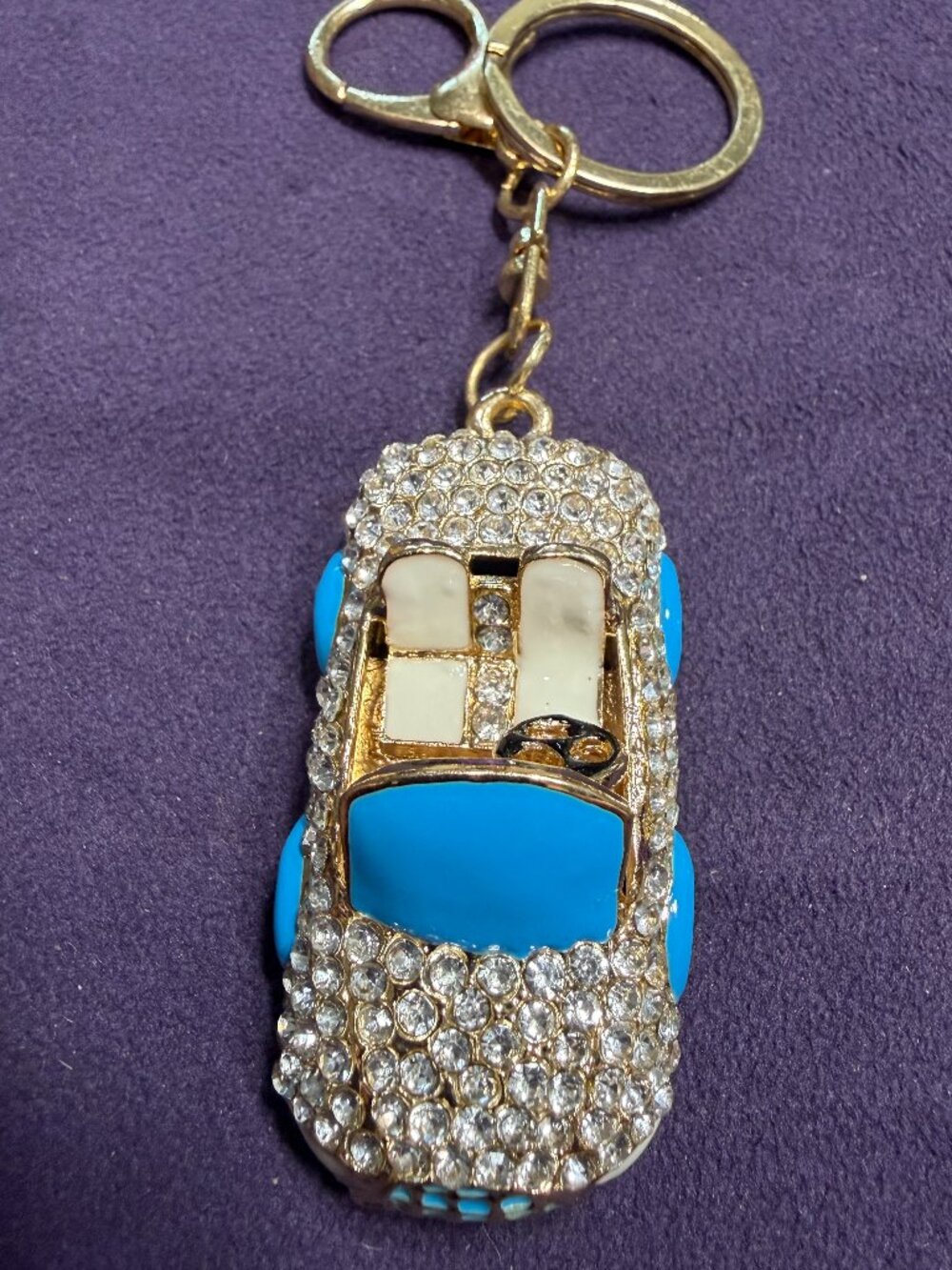 SPORTS CAR WITH RHINESTONES BAG CHARM KEY CHAIN